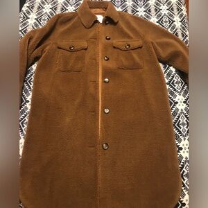 Rebecca Minkoff Harper Teddy Shirt Jacket Coat Brown